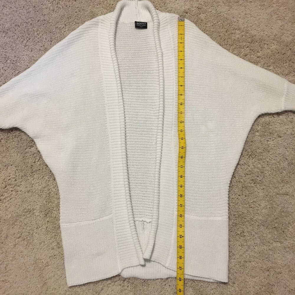 Point Zero White Knit Bat Sleeve Open Front Cardigan Medium Bohemian - Picture 15 of 16